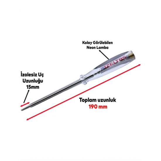 İzeltaş 190 mm Düz Elektrik Kontrol Kalemi