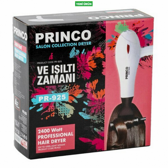 Princo PROFESYONEL Fön,Şekillendirici ve Saç Kurutma Makinası 2400 W Mavi PR-925