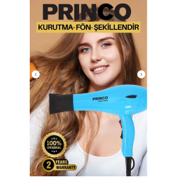 Princo PROFESYONEL Fön, Şekillendirici ve Saç Kurutma Makinası 2400 W Mavi PR-925