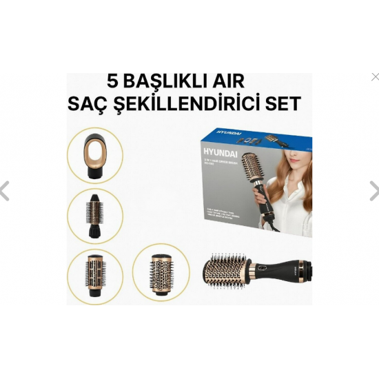 HYUNDAI HC-092 5'i 1 Arada Döner Sıcak Hava Fırçası Seti 1000W 3 Hız Sabit Sıcaklıkta Saç Bakımı
