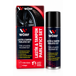 Wörf Lastik ve Tampon Parlatıcı Set 160 ml Sprey Süngerli Plastik Yüzey Bakım ve Parlatıcı
