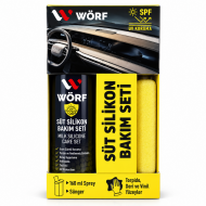 Wörf Süt Silikon Bakım Seti 160 ml Torpido Deri Vinil Plastik Parlatıcı UV Korumalı Süngerli