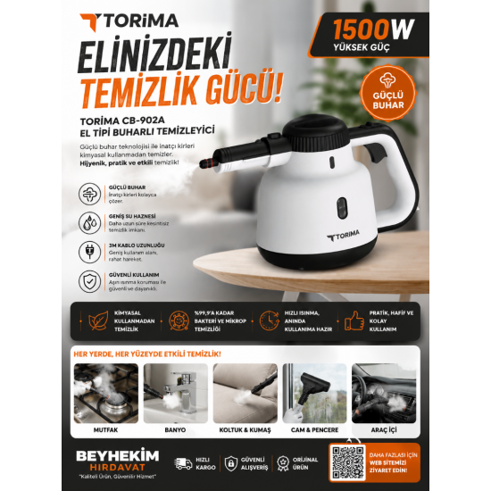 TORIMA CB-902A El Tipi Buharlı Temizleyici
