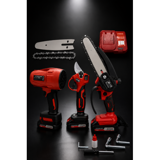 KİMMER PLUS 3'lü 21V Şarjlı Bahçe Bakım Seti