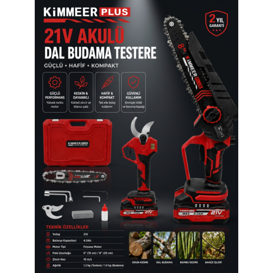 KİMMEER PLUS 2'li Set 50mm Bağ Makası ve Budama Testeresi Sarı