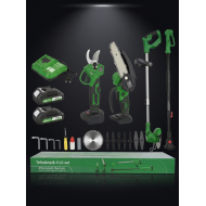 Kimmer Plus 4'lü Set 21V Çift Akülü Teleskopik Bağ Makası & Çim Biçme Makinesi & Budama Testeresi