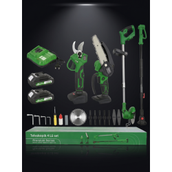 Kimmer Plus 4'lü Set 21V Çift Akülü Teleskopik Bağ Makası & Çim Biçme Makinesi & Budama Testeresi
