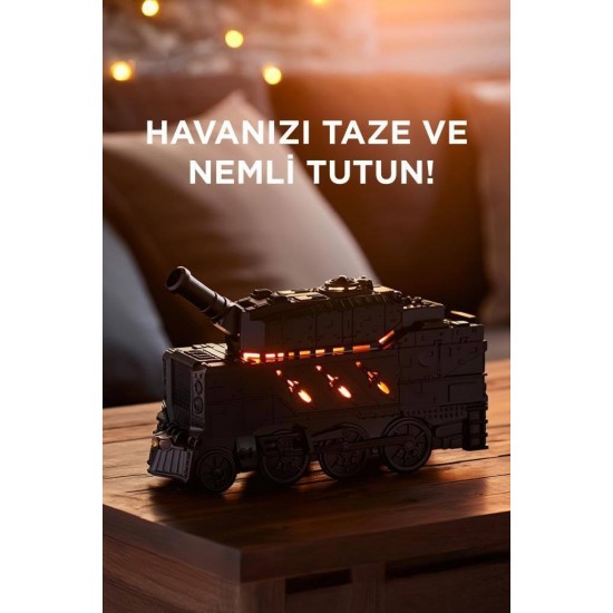 Hava Nemlendiricisi Led Işıklı Aroma Difüzör Tank Tasarım Ultrasonik 300 ML H20 Siyah