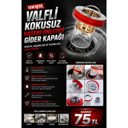 Valfli Kokusuz Haşere Önleyici Gider Kapağı – Kötü Kokulara ve Haşerelere Kalıcı Çözüm  